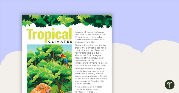 Go to Climate Types of the World Poster - Tropical Climates teaching resource