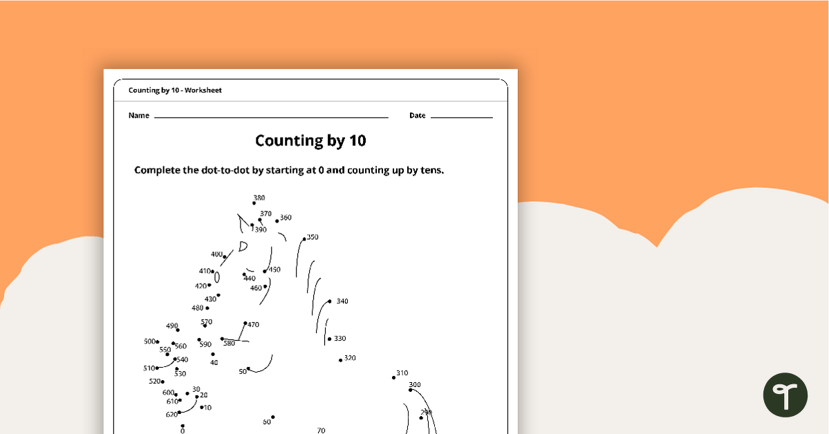 Dot-to-Dot Drawing - Numbers by 10 - Horse teaching resource