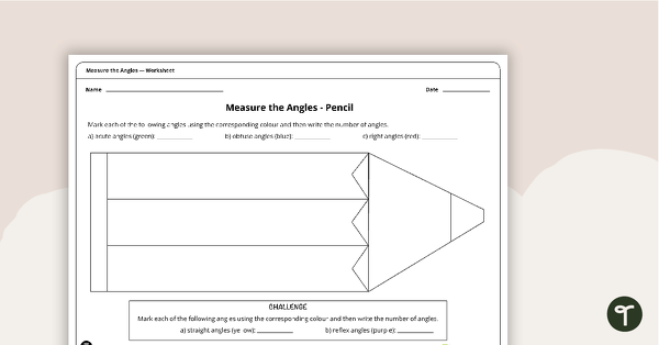 Measure the Angles Worksheet - Pencil teaching resource
