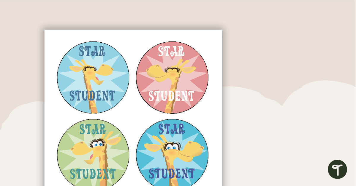 预览图像Giraffes - Star Student Badges - teaching resource
