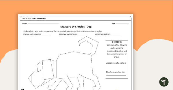 Go to Measure the Angles Worksheet - Dog teaching resource