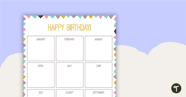 Pastel Flags - Happy Birthday Chart teaching resource