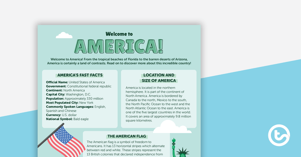 Welcome to America! – Worksheet teaching resource
