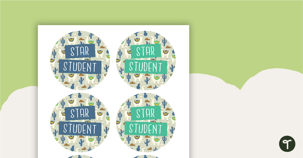 Llama and Cactus - Star Student Badges teaching resource