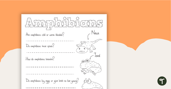Amphibian Worksheet 2 teaching resource
