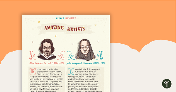Preview image for Human Histories: Amazing Artists – Comprehension Worksheet - teaching resource
