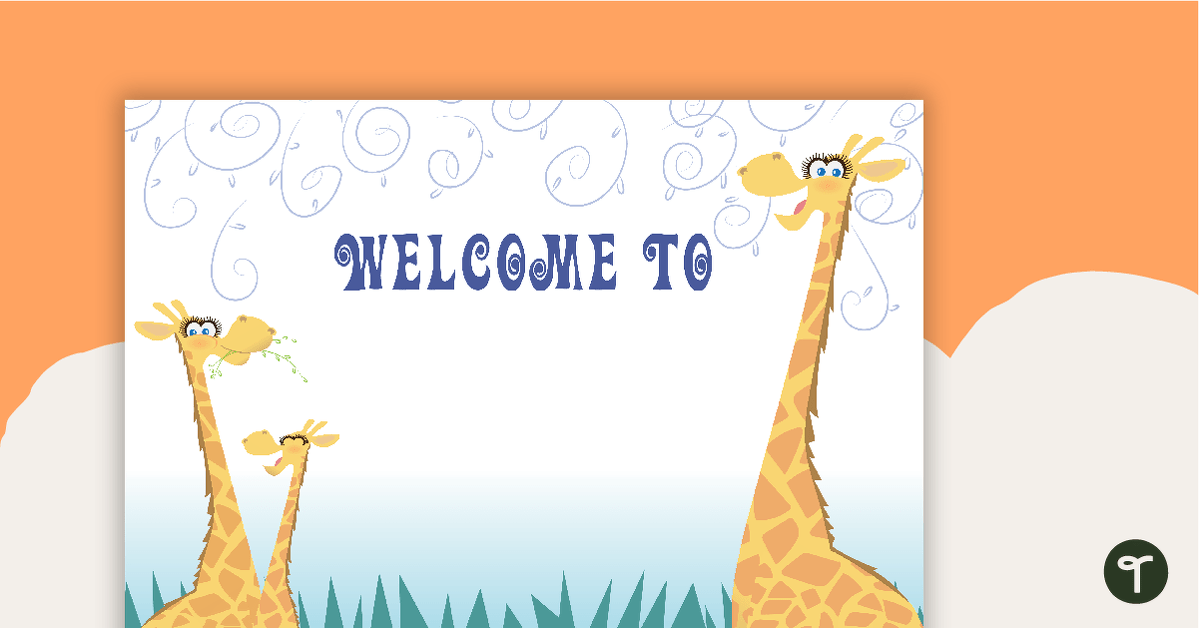 预览图像Giraffes - Welcome Sign and Name Tags - teaching resource