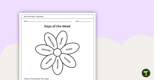Days of the Week – Worksheet teaching resource