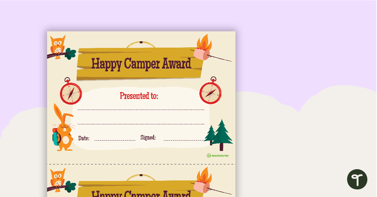 Preview image for Camping - Award Certificate - teaching resource