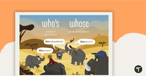 Who's and Whose Homophones Poster teaching resource