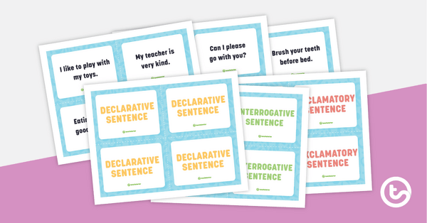Go to Declarative, Interrogative, and Exclamatory Sentence Match-up Cards teaching resource
