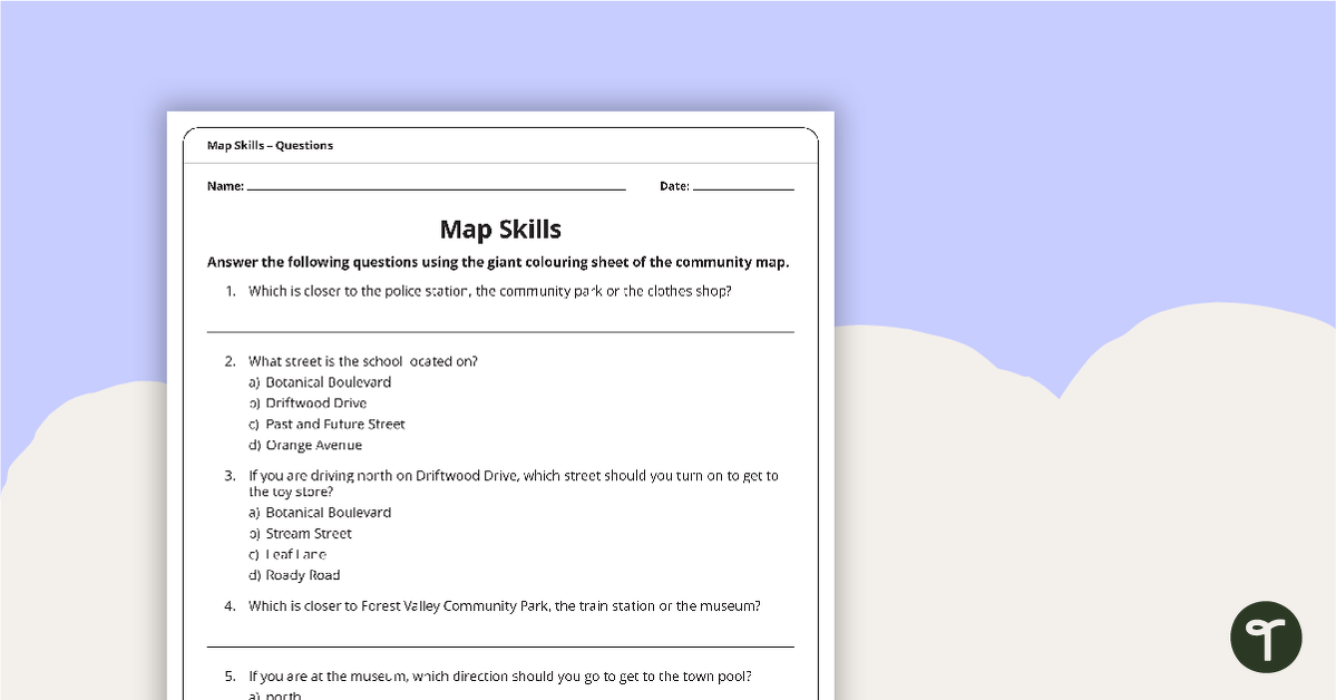 Giant Colouring Sheet – Community Map Skills Worksheet teaching resource