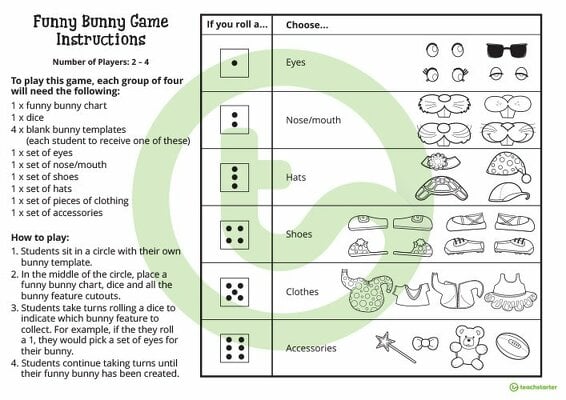 Funny Bunny Easter Game teaching resource