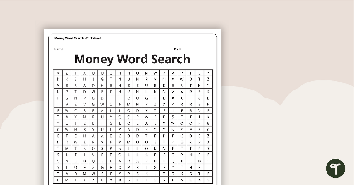 Australian Money Word Search with Solution teaching resource