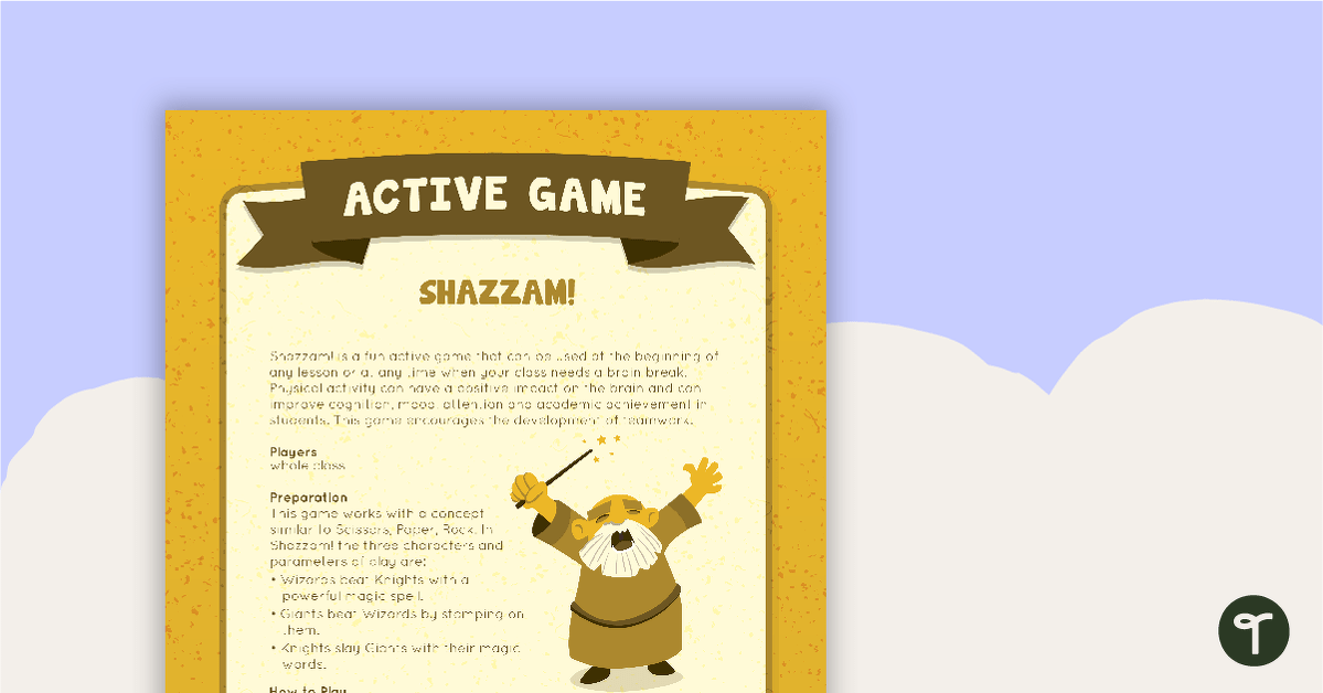 Shazzam! Active Game teaching resource