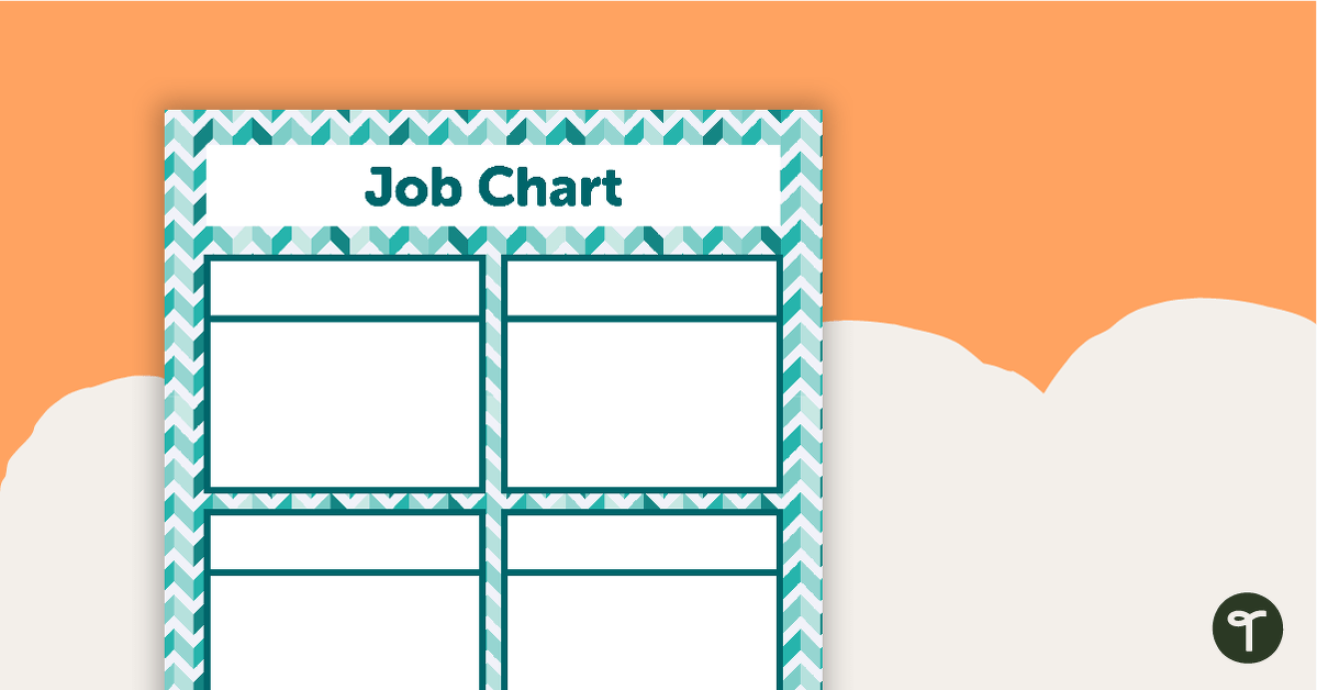 Teal Chevron - Job Chart teaching resource