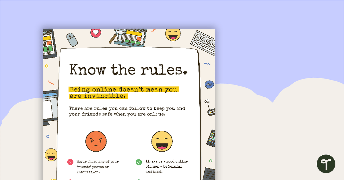 Cyber Safety Poster - Know the Rules teaching resource
