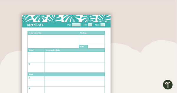 Go to Tropical Paradise Printable Teacher Diary - Day Planner teaching resource