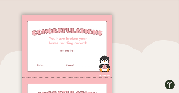 You Have Broken Your Home Reading Record! - Certificate teaching resource