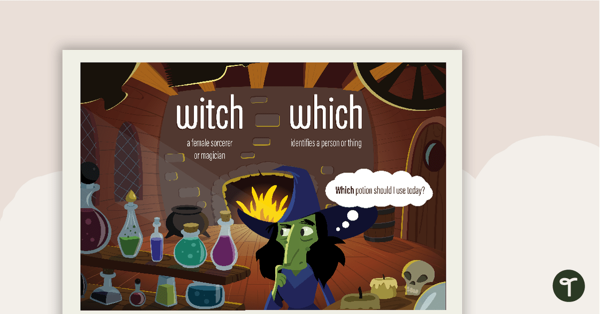 Witch and Which Homophones Poster teaching resource
