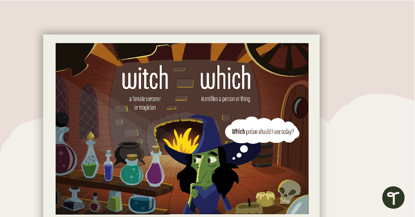 Go to Witch and Which Homophones Poster teaching resource