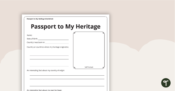 Passport To My Heritage - Worksheet teaching resource