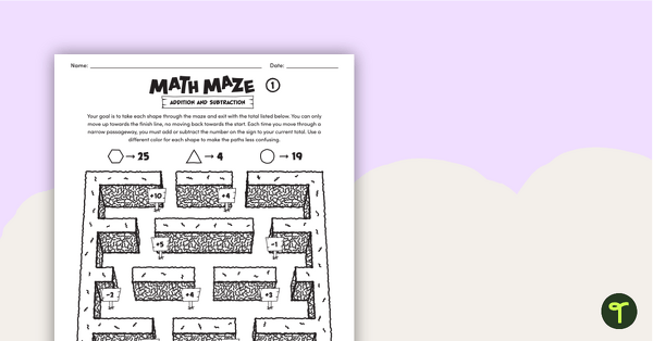 Preview image for Math Mazes - Addition and Subtraction - teaching resource