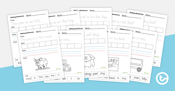 Making Sentences – Cut and Paste Worksheets teaching resource