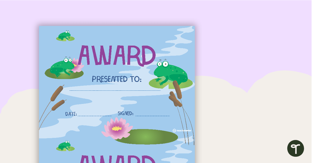 Preview image for Frogs - Award Certificate - teaching resource