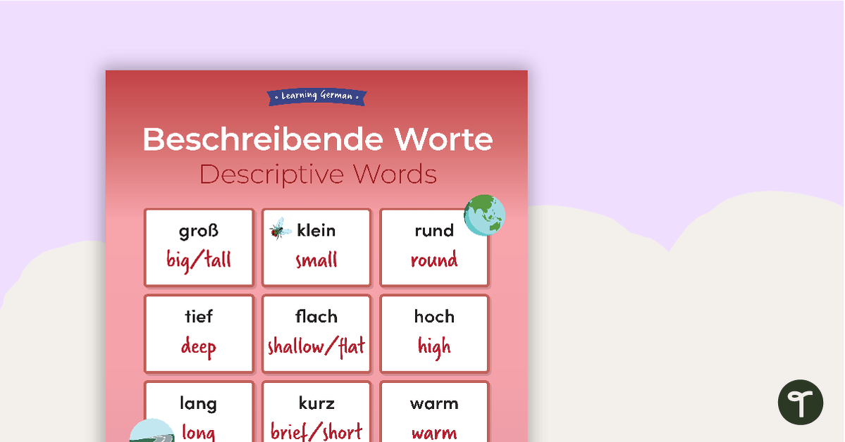 Descriptive Words – German Language Poster teaching resource
