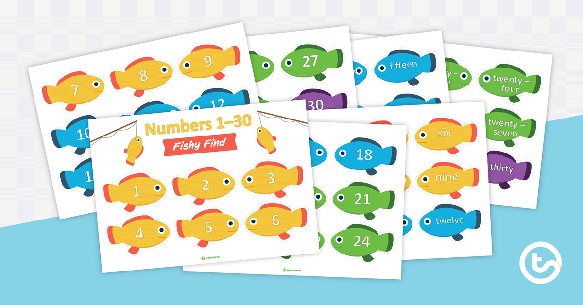Numbers 1-30 Fishy Find Game teaching resource