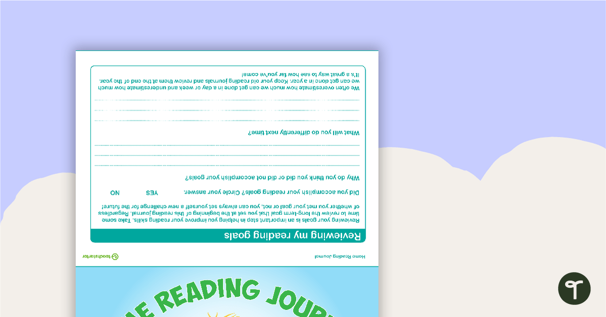 Home Reading Journal - Teal teaching resource