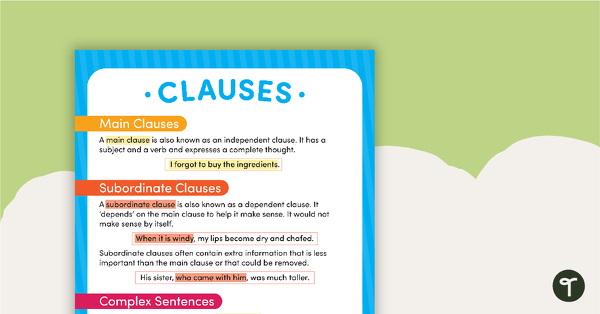 Image of Main Clauses and Subordinate Clauses Poster