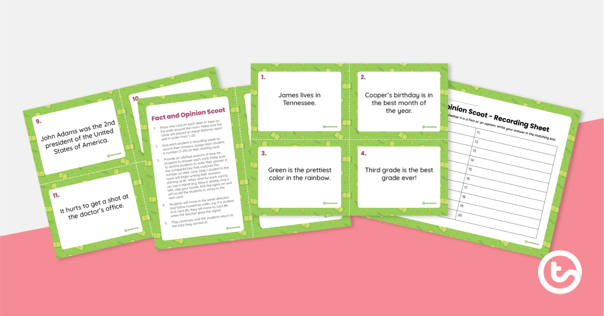 Fact and Opinion Scoot Activity teaching resource