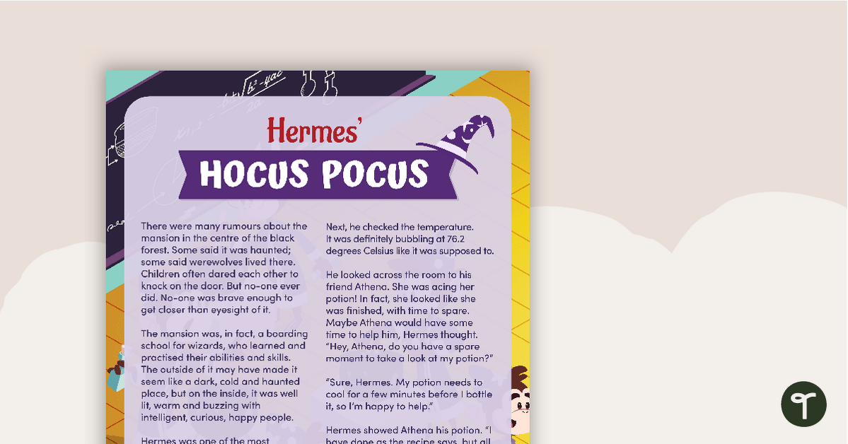Hermes' Hocus Pocus – Comprehension Worksheet teaching resource