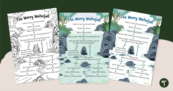 The Worry Waterfall – Anxiety Management Poster teaching resource