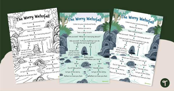 Go to The Worry Waterfall — Student Anxiety Management Strategy Poster teaching resource