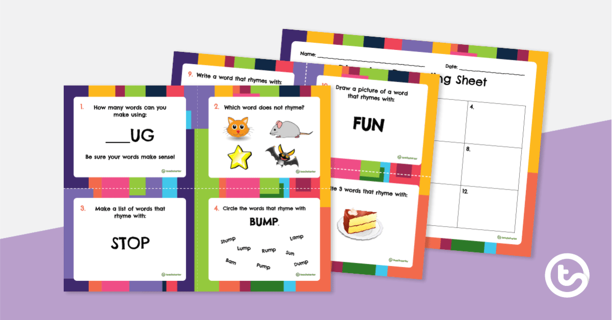 Rhyming Task Cards teaching resource