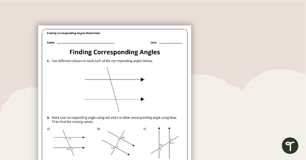 Finding Corresponding Angles Worksheet teaching resource
