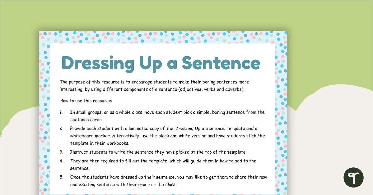 Dressing Up A Sentence Activity teaching resource