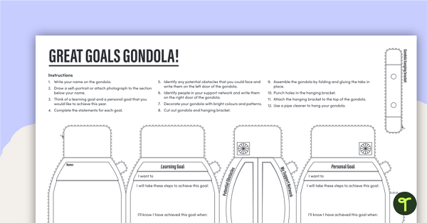 Great Goals Gondola Template teaching resource