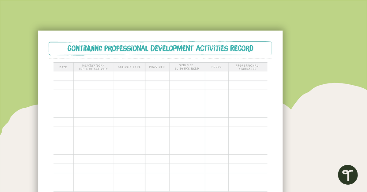 Tropical Paradise Printable Teacher Diary - Professional Development Activities Recording Page teaching resource