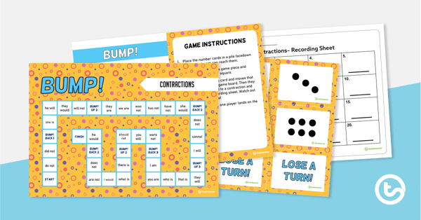 Go to BUMP! Contractions – Board Game teaching resource