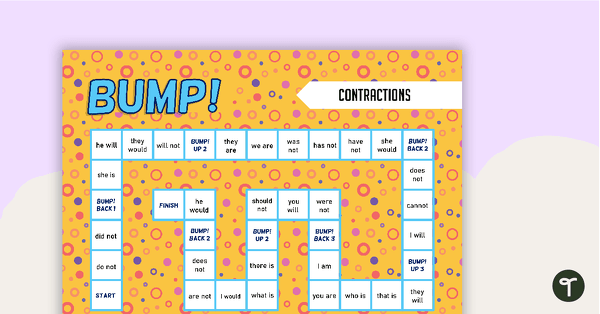 BUMP! Contractions – Board Game teaching resource