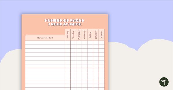 Number of Pages I Read at Home - Home Reading Progress Tracker teaching resource