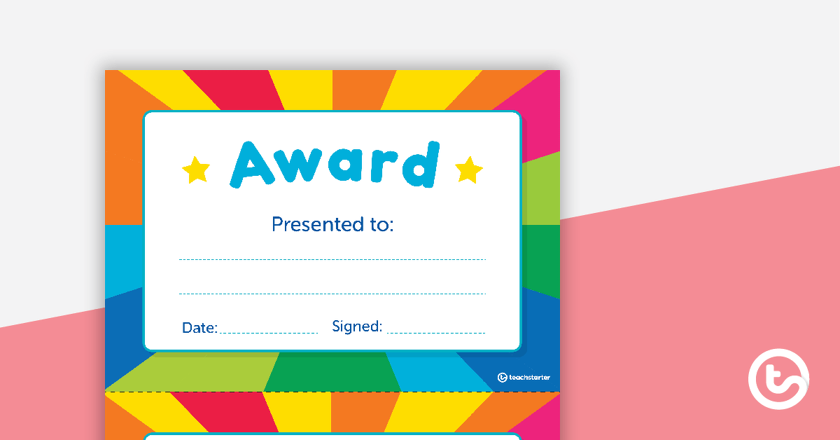 Rainbow Starburst - Award Certificate teaching resource