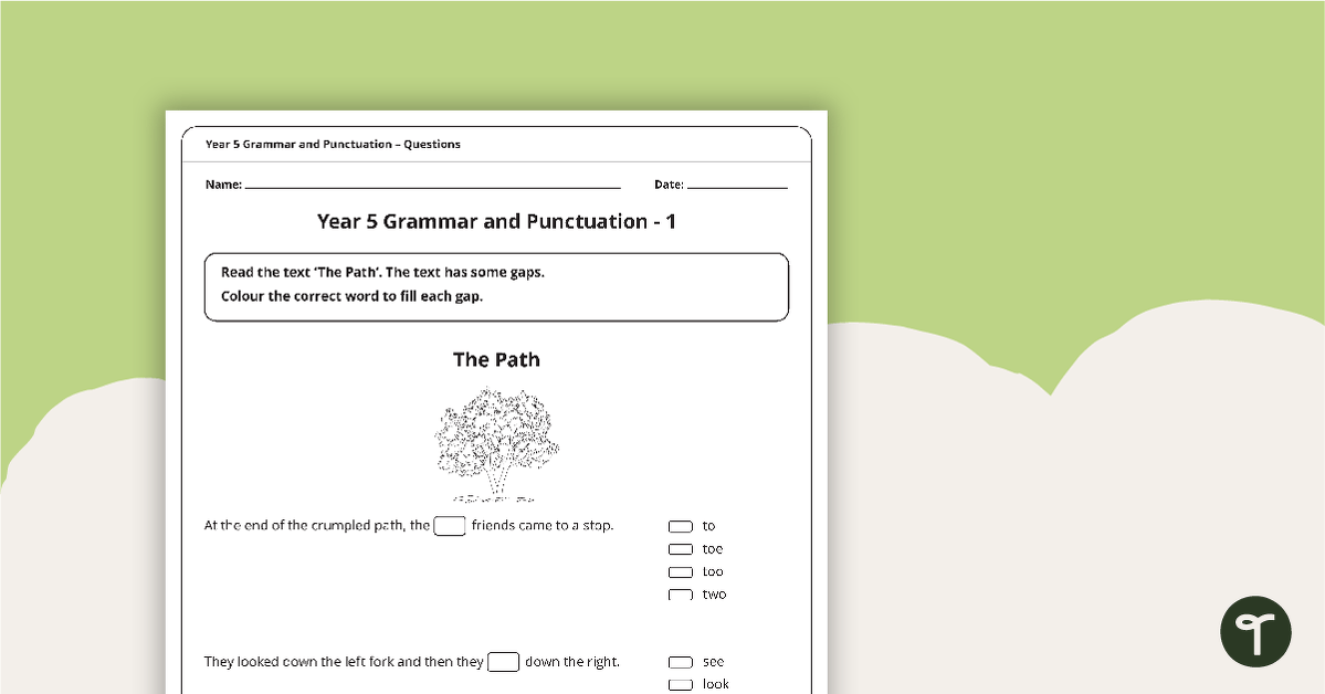 Grammar and Punctuation Assessment Tool - Year 5 teaching resource