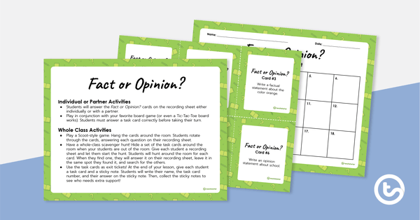Fact or Opinion? - Activity Cards teaching resource