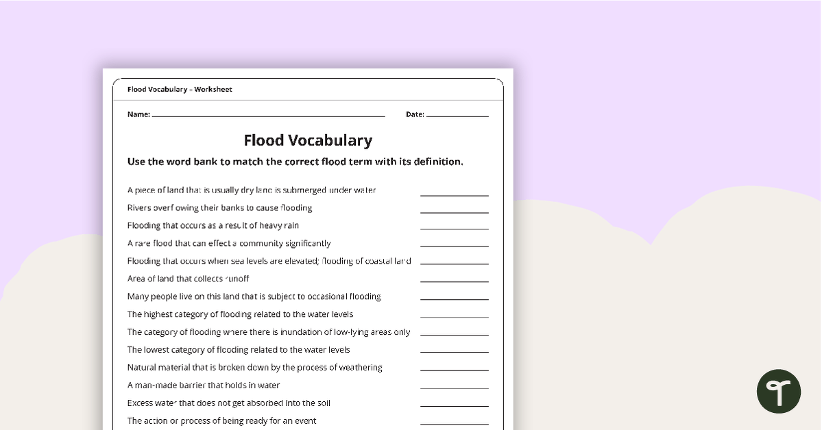 Flood Vocabulary Task teaching resource