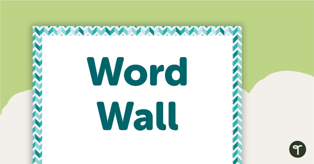 Teal Chevron - Word Wall Template teaching resource